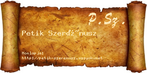 Petik Szerénusz névjegykártya